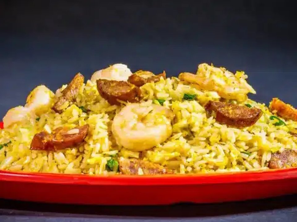 Signature shrimp and sausage fried rice at Mike's Seafood